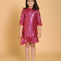 PICCOLO Pink Embellished A-Line Dress-image-58