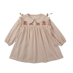StyleCast Girls Beige Peter Pan Collar Cotton Fit and Flare Dress-image-46