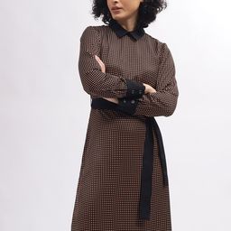 Iconic Polka Dots Printed Tie Up A-Line Dress With Belt-image-37