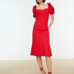 Trendyol Women Red Solid A-Line Dress-image-18