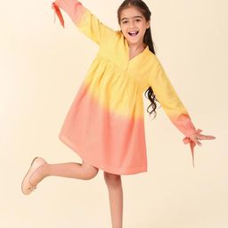 Fabindia Girls Ombre Dyed Cotton A-Line Dress-image-99