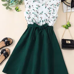BAESD Girls Floral Printed Cotton Ruffled Fit & Flare Dress With Belt-image-54