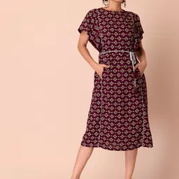 INDYA Foil-Printed A-Line Dress-picture-50