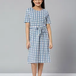 JUSTICE Girls Checked A-Line Dress-picture-6