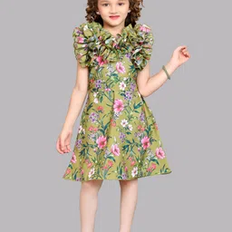 Pink Chick Floral Printed Flutter Sleeve Ruffled A-Line Dress-picture-13