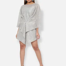 Ashtag Silver-Toned A-Line Dress-image-26