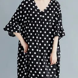 JC Mode Polka Dots Printed Bell Sleeves A-Line Dress-picture-51