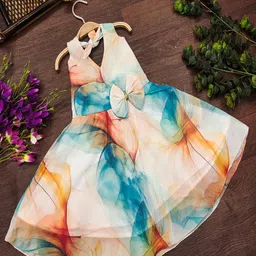 BAESD Tie and Dye Print Georgette A-Line Dress-8