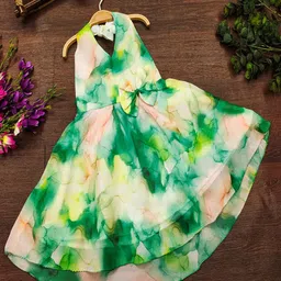 BAESD Tie and Dye Print Georgette A-Line Dress-15