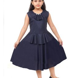BAESD Girls Round Neck Opaque Georgette A-Line Dress-image-11