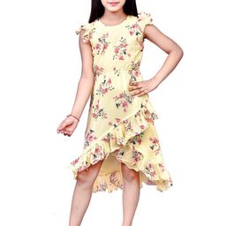 BAESD Floral Print Flutter Sleeve Georgette A-Line Dress-69