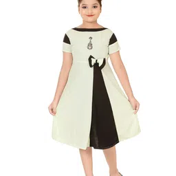 BAESD Girls Colourblocked Crepe Fit & Flare Dress-picture-13