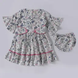 Bella Moda Floral Print Bell Sleeve A-Line Dress-image-62