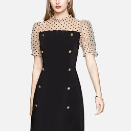 JC Collection Black & Beige A-Line Dress-picture-26