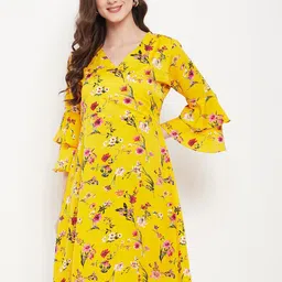 Uptownie Lite Floral Printed Bell Sleeve A-Line Dress-image-9