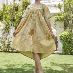 Kesudi Floral Printed Flared Sleeve A-Line Dress-image-5