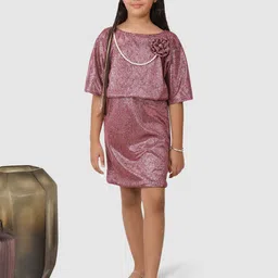 Jelly Jones Girls Embellished Flared Sleeves Corsage Sheath Dress-45