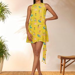 Masaba Conversational Print Crepe A-Line Dress-image-52