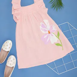 Pantaloons Junior Square Neck Flutter Sleeve Floral Printed A-Line Dress-image-85