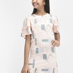 Crimsoune Club Geometric Printed Flutter Sleeve Sheath Dress-image-38
