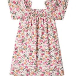 Allen Solly Junior Floral Print Puff Sleeve Cotton A-Line Dress-image-55