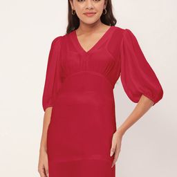 Moomaya Puff Sleeve A-Line Dress-image-24