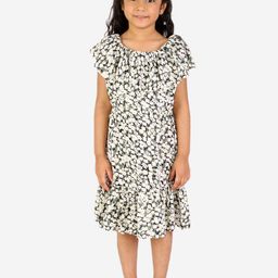 White Dahlia Girls White & Black Floral Dress-image-117