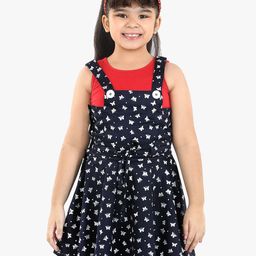 Naughty Ninos Navy Blue Floral Pinafore Dress-24