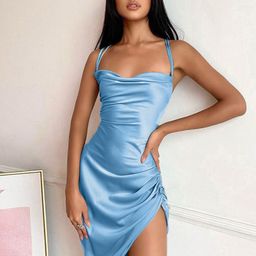 StyleCast Blue Sleeveless Ruched Sheath Dress-image-87