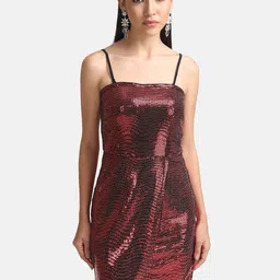Kazo Red Embellished Lace Sheath Dress-image-18