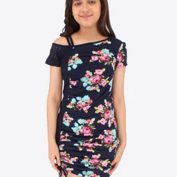 CUTECUMBER Girls Floral Print Sheath Dress-image-70