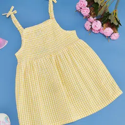 YU by Pantaloons Infants Girls Checked Smocked Pure Cotton Fit and Flare Dress-picture-38