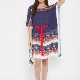The Kaftan Company Floral Printed Kaftan Nightdress With Belt-picture-19