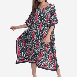 Beau Design Green Printed Kaftan Nightdress-picture-34