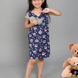 BAESD Girls Floral Printed V-Neck Pure Cotton Nightdress-image-55