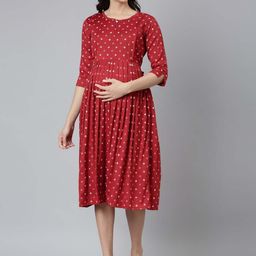 GOLDSTROMS Floral Printed Maternity Fit & Flare Dress-image-89