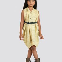 Peppermint Girls Beige Belted Shirt Dress-image-37