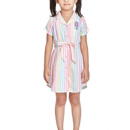 Peppermint Girls Striped Shirt Dress With Belt-44