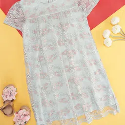 Pantaloons Junior Self Design Cotton A-Line Dress-image-35