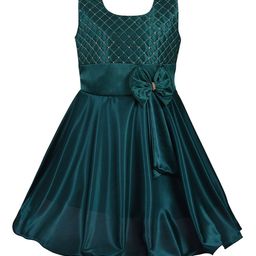 Wish Karo Girls Green Satin Dress-picture-11