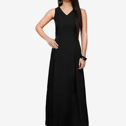 V&M V-Neck Sleeveless Crepe Maxi Dress-image-55