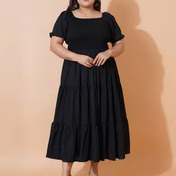U&F Beyond Women Plus Size Puff Sleeve Tiered Maxi Dress-image-57