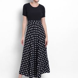Raabta Fashion Polka Dot Print Crepe Maxi Dress-image-100