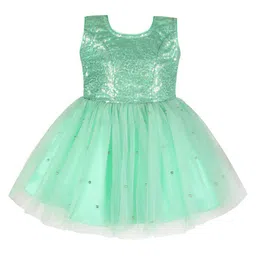 Wish Karo Girls Embellished Sequined Net Fit & Flare Dress-image-11
