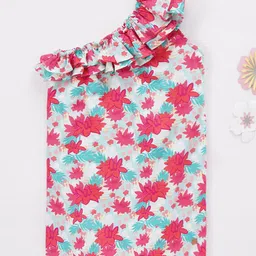 Ed-a-Mamma Floral Printed One Shoulder Ruffled A-Line Dress-image-30