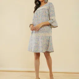 Soch Ethnic Motifs Print Bell Sleeve A-Line Dress-image-33