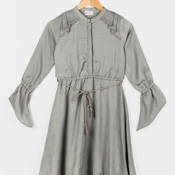 Peppermint Girls Grey Crepe Dress-image-48