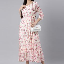 Souchii Floral Printed Round Neck A-Line Dress-image-27