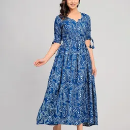 SARAI CREATIONS Paisley Print Short Sleeves Maxi Dress-image-45