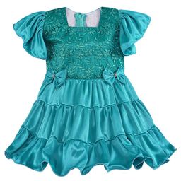 Wish Karo  Girls Green & baltic Satin Dress-image-91